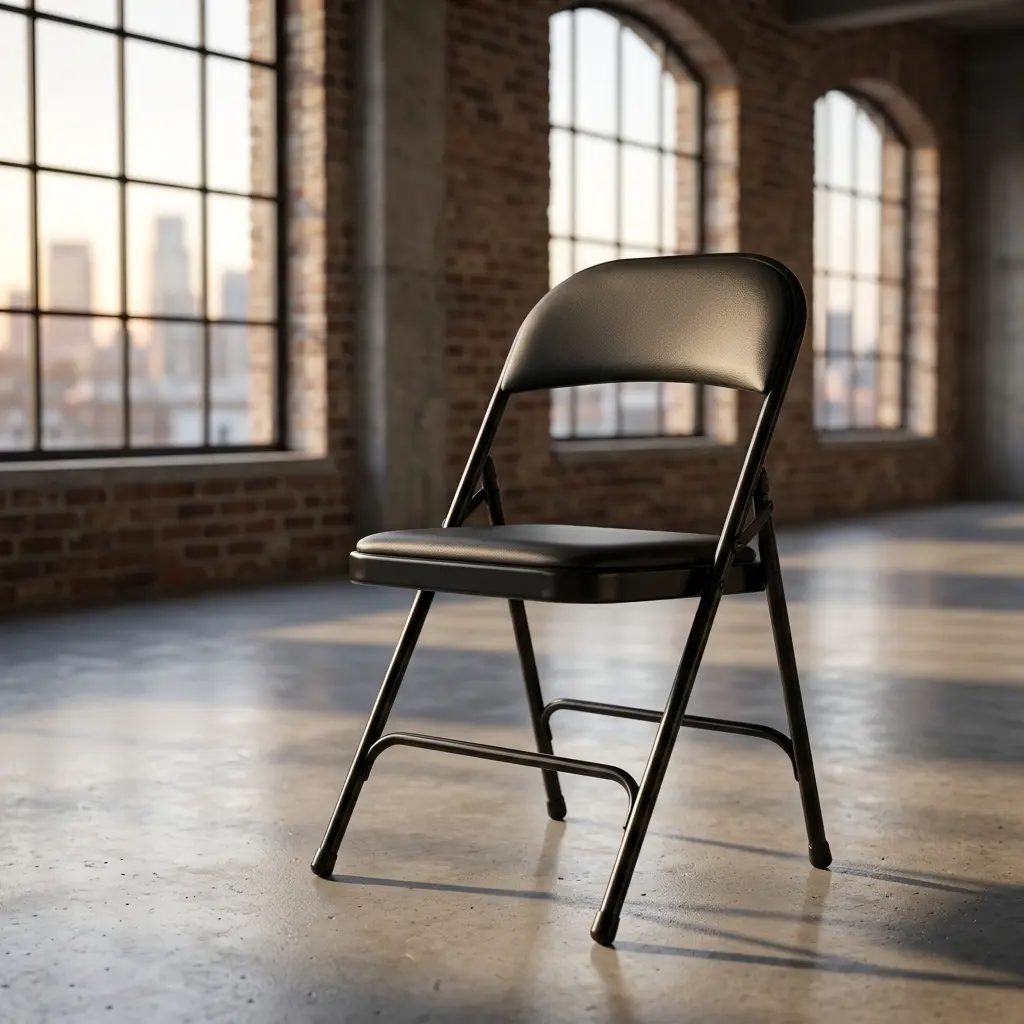 Leatherette Black Foldable Chair