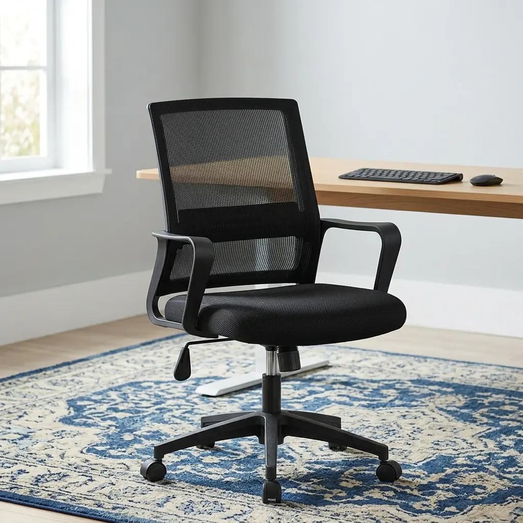 Captain Mesh Office Chair with Ergonomic Breathable Backrest, Padded Seat, and Adjustable Swivel Base