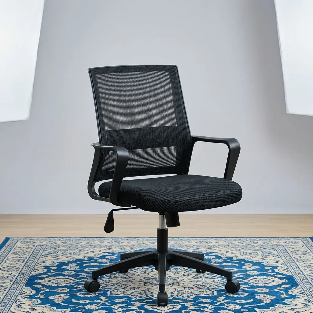 Captain Mesh Office Chair with Ergonomic Breathable Backrest, Padded Seat, and Adjustable Swivel Base