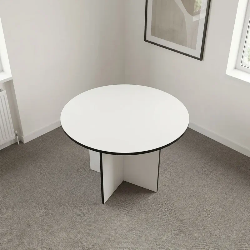 1.0m White Round Meeting Table